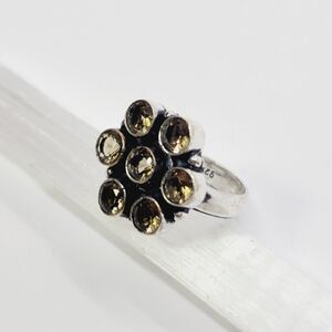 Smoky Quartz Ethnic 925 Silver Plated Handmade Ring Jewelry US Size 8